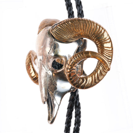 Big vintage southwestern sterling silver Ram/Bighorn sheep bolo tie
