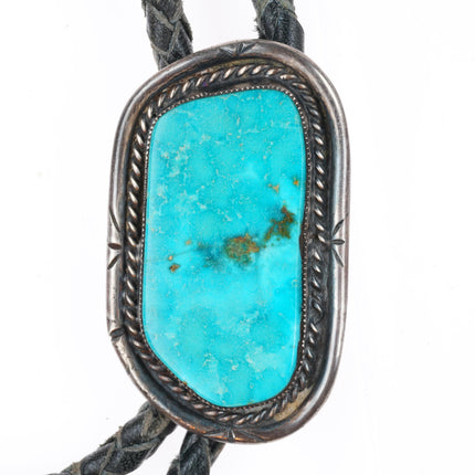 c1960 c-31 Navajo sterling silver bolo tie with large turquoise
