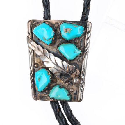 c1970 Vance Cheama Zuni sterling silver turquoise bolo tie