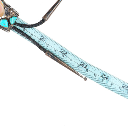 c1970 Vance Cheama Zuni sterling silver turquoise bolo tie
