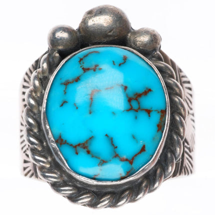 sz9.5 Mary Dayea Navajo vintage sterling silver high grade turquoise ring