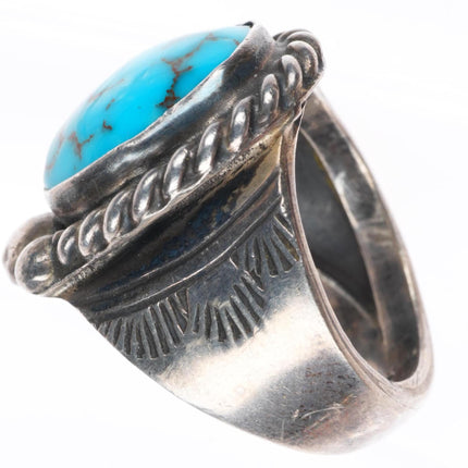 sz9.5 Mary Dayea Navajo vintage sterling silver high grade turquoise ring