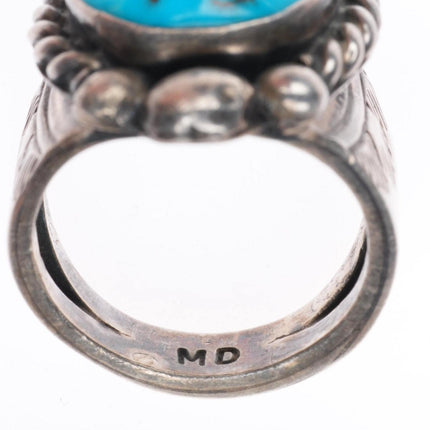 sz9.5 Mary Dayea Navajo vintage sterling silver high grade turquoise ring