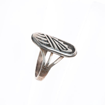 sz7.75 Allen Pooyouma hopi sterling silver bear paw overlay ring