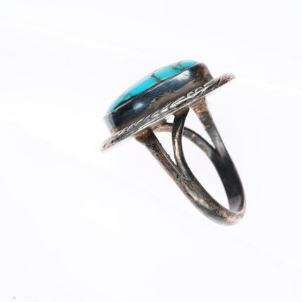 sz8 vintage Navajo spiderweb turquoise sterling silver ring