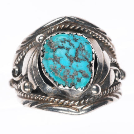 sz12 H Boyd Navajo sterling silver vintage ring with turquoise