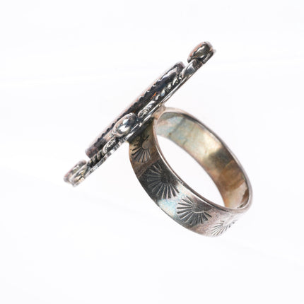 sz9.5 vintage Native American sterling silver pink MOP shell satellite ring