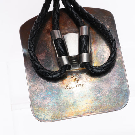 Large vintage Southwestern sterling silver stone bolo tie