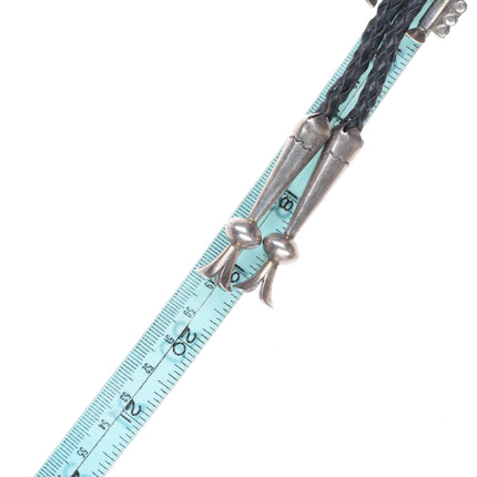 c1960 c-31 vintage Navajo sterling silver turquoise Kachina bolo tie fancy tips