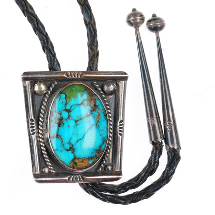 c1960 c-31 Navajo sterling silver bolo tie with nice turquoise
