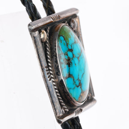 c1960 c-31 Navajo sterling silver bolo tie with nice turquoise