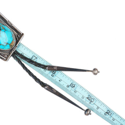 c1960 c-31 Navajo sterling silver bolo tie with nice turquoise