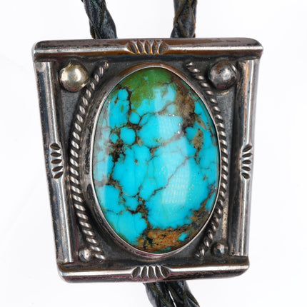 c1960 c-31 Navajo sterling silver bolo tie with nice turquoise
