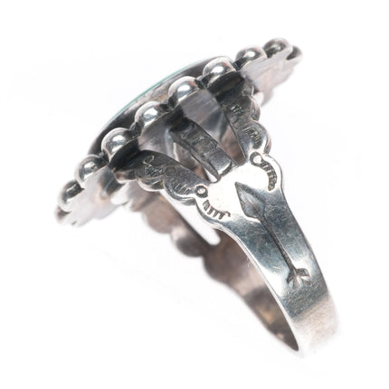 sz7 1940-50's Fred Harvey type sterling silver turquoise southwest tourist ring