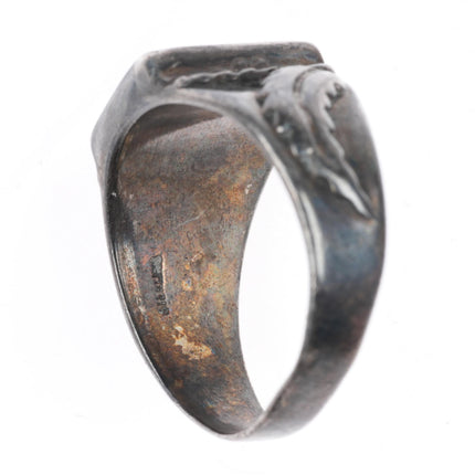 sz11.5 vintage Navajo sterling silver turquoise and shell inlay men's ring