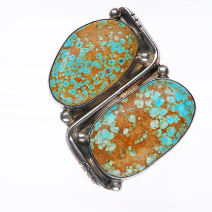 sz9 big vintage Navajo sterling silver #8 Turquoise 2 stone ring
