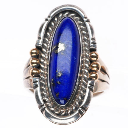 sz5.5 Artie Yellowhorse Navajo 14k gold sterling silver lapis lazuli ring