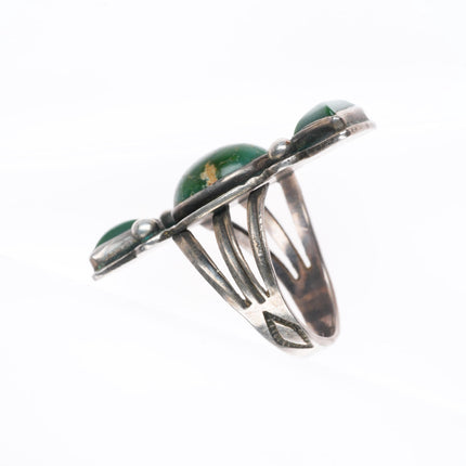sz7 c1930-40's Navajo Cerrillos turquoise stamped shank sterling silver ring