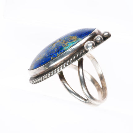 sz8 vintage Navajo sterling silver chrysocolla rope bezel ring TW