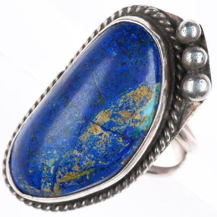 sz8 vintage Navajo sterling silver chrysocolla rope bezel ring TW