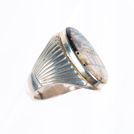 sz10.25 vintage southwestern sterling silver Night Sky pueblos inlay ring