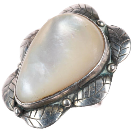 sz7.5 RJ Nuna vintage Native American sterling silver shell ring