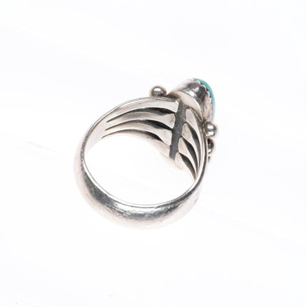 sz7 vintage high grade turquoise Navajo sterling silver beaded shank ring