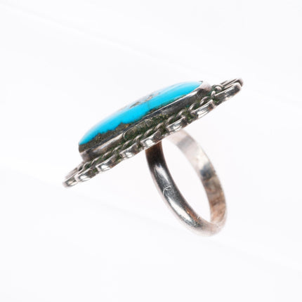 sz6.75 vintage Navajo sterling silver ring with nice turquoise