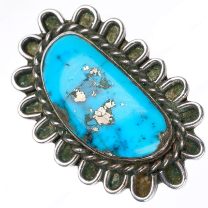 sz6.75 vintage Navajo sterling silver ring with nice turquoise