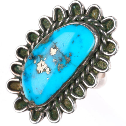 sz6.75 vintage Navajo sterling silver ring with nice turquoise