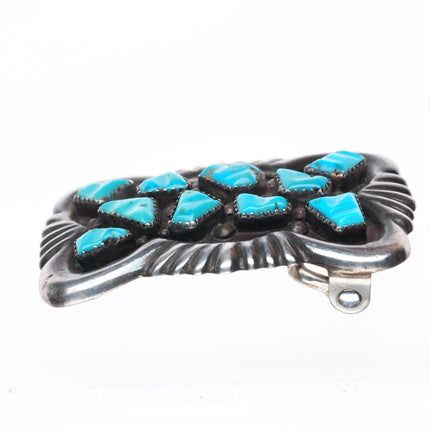G&L Leekity Zuni vintage sterling silver turquoise cluster buckle for 1.25" belt