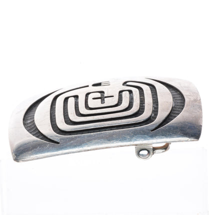 Bernard Dawahoya Hopi Overlay carved sterling silver buckle for 1.5" belt
