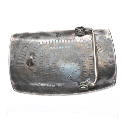 Bernard Dawahoya Hopi Overlay carved sterling silver buckle for 1.5" belt