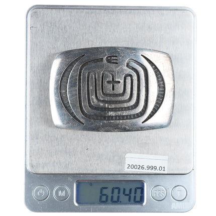 Bernard Dawahoya Hopi Overlay carved sterling silver buckle for 1.5" belt