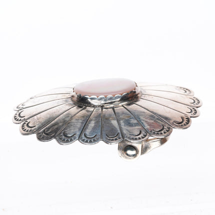 vintage Navajo sterling silver pink mother of pearl buckle for 1 1/8" belt