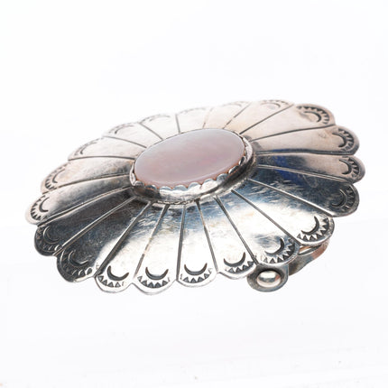 vintage Navajo sterling silver pink mother of pearl buckle for 1 1/8" belt