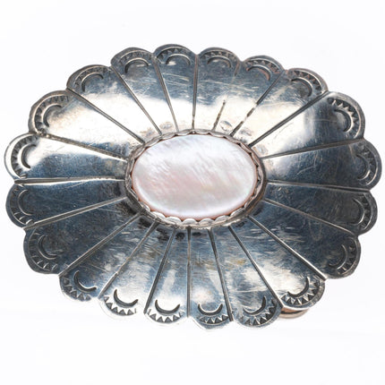 vintage Navajo sterling silver pink mother of pearl buckle for 1 1/8" belt
