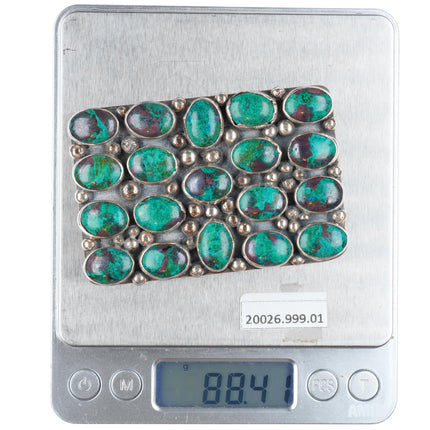 Andrew Martin Navajo sterling silver Chrysocolla cluster buckle for 1.5" belt
