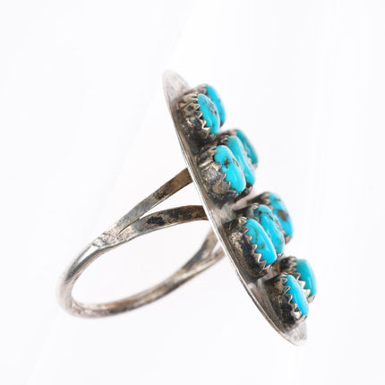 sz13.5 ring (Or Scarf Slide) vintage Navajo sterling silver turquoise cluster