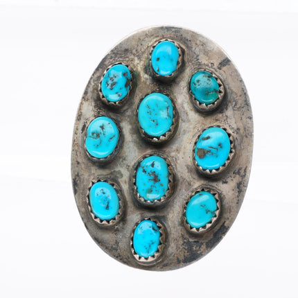 sz13.5 ring (Or Scarf Slide) vintage Navajo sterling silver turquoise cluster