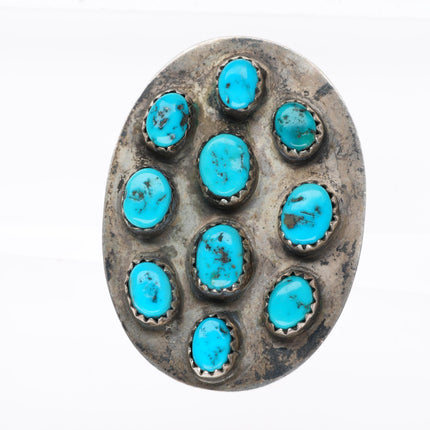 sz13.5 ring (Or Scarf Slide) vintage Navajo sterling silver turquoise cluster