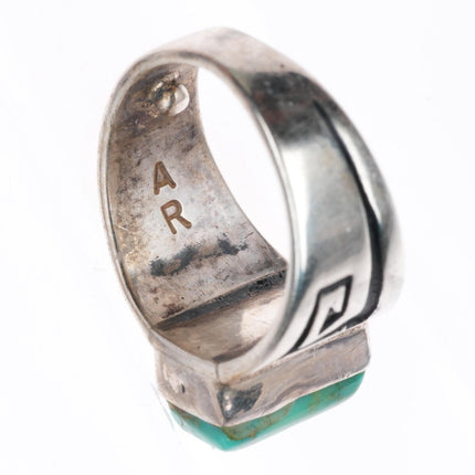 sz4 vintage AR Navajo sterling silver ring with rectangle turquoise