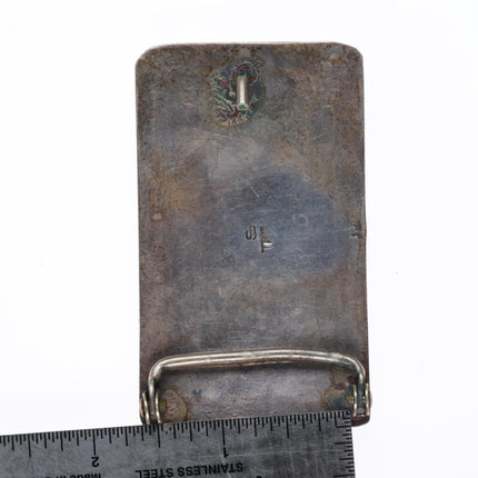 Vintage Tommy Singer Navajo chip inlay sterling silver buckle for 1.5" belt