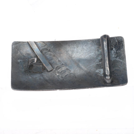 c1950's Vintage Navajo turquoise stamped sterling silver buckle for 1" belt
