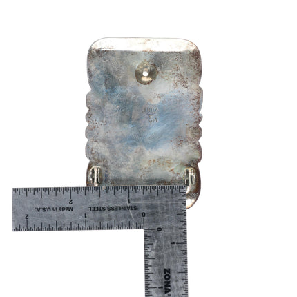 Vintage Eugene Yvonne Mahooty Zuni sterling silver turquoise buckle - 1.5" belt