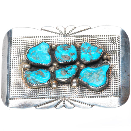 Vintage Eugene Yvonne Mahooty Zuni sterling silver turquoise buckle - 1.5" belt