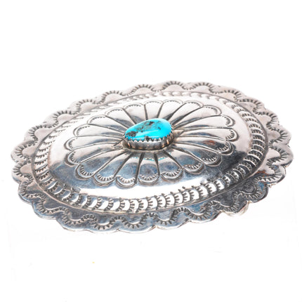 Vintage Navajo sterling silver concho style turquoise buckle for 1.5" belt