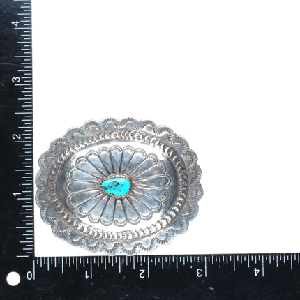 Vintage Navajo sterling silver concho style turquoise buckle for 1.5" belt