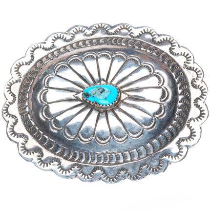 Vintage Navajo sterling silver concho style turquoise buckle for 1.5" belt
