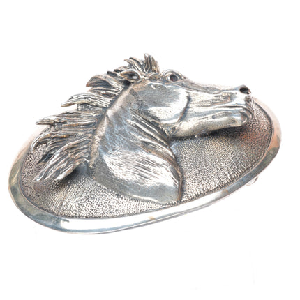 Heavy Stan Bentall sterling silver sculptural horse bust buckle for 1.5" belt